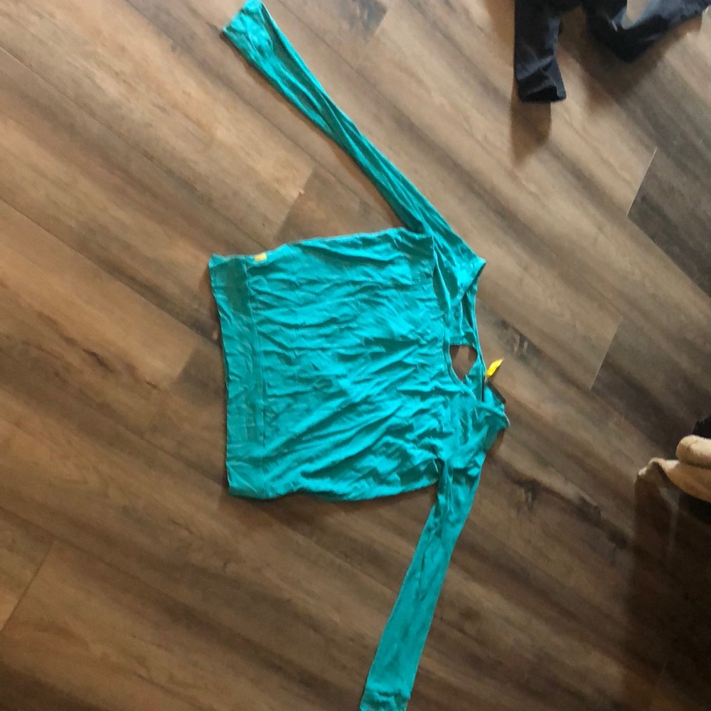 Lole open back yoga shirt, M, teal